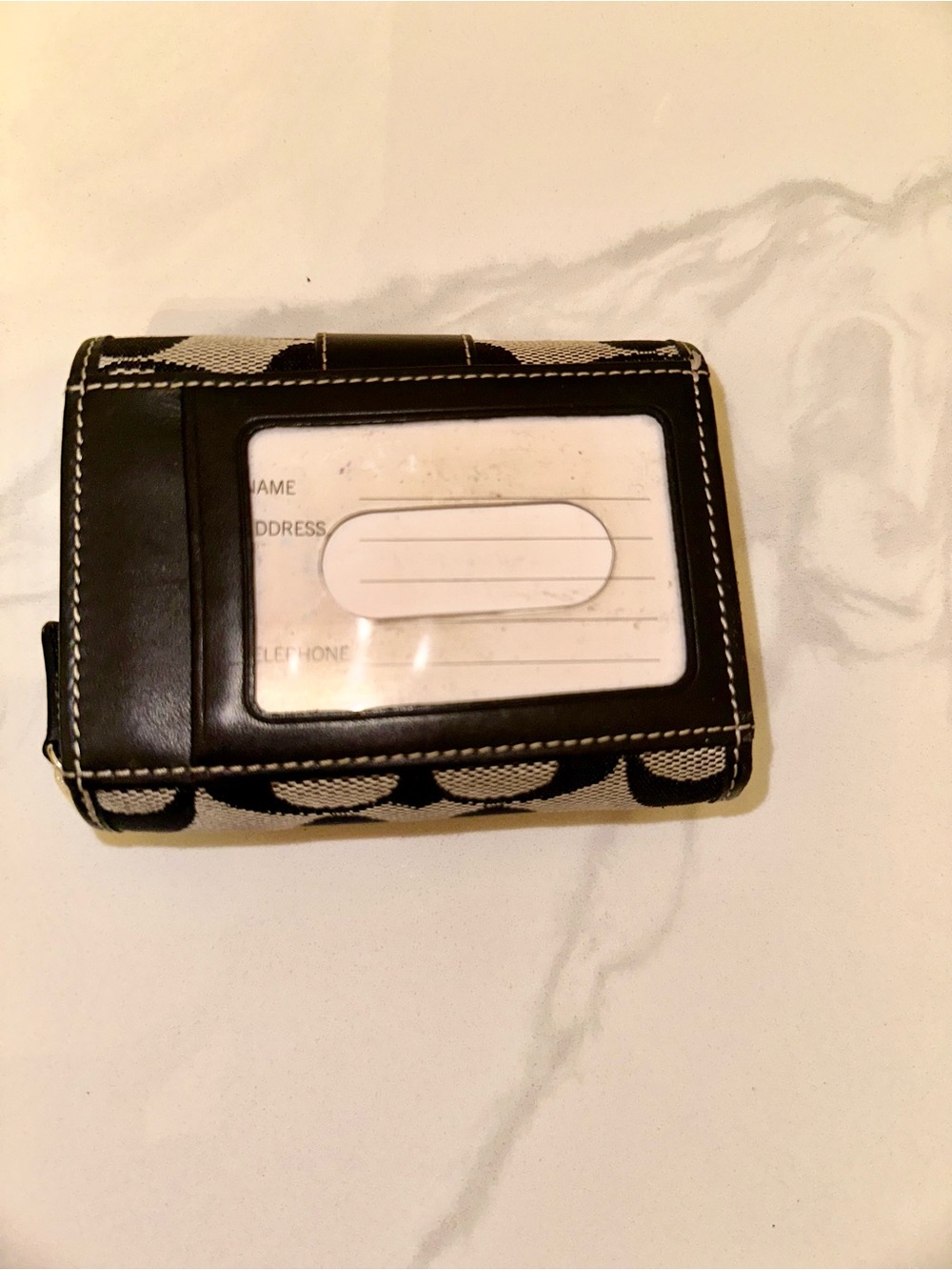 Coach Signature Y2K Black Khaki Compact Zip Wallet - Picture 2 of 5